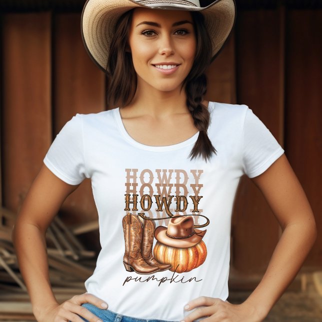 Howdy Pumpkin Cowgirl Western T-Shirt (Howdy Pumpkin Cowgirl Western T-Shirt)