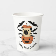 Howl-O-Ween Pug num Jack-O-Lanterna com Bats