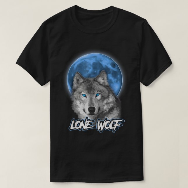 Howling Lone Wolf Shirt Na Lua Dão Um T-Shirt Engr (Frente do Design)