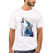 Howling Wolf Head - T-Shirt Selvagem Colorida
