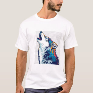 Howling Wolf Head - T-Shirt Selvagem Colorida