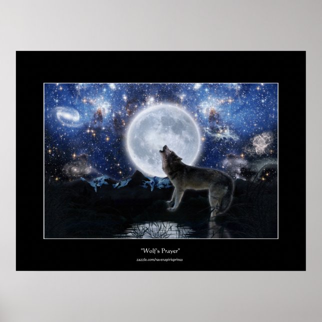 Howling Wolf, Lua e Poster de Arte Selvagem (Frente)