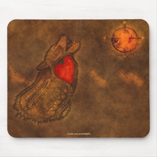 Howling Wolf Ojibwe estilo Art Mousepad (Frente)