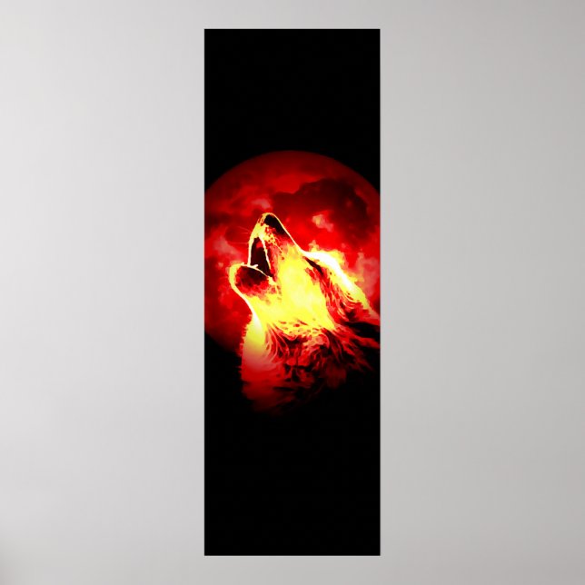 Howling Wolf & Red Moon Poster (Frente)