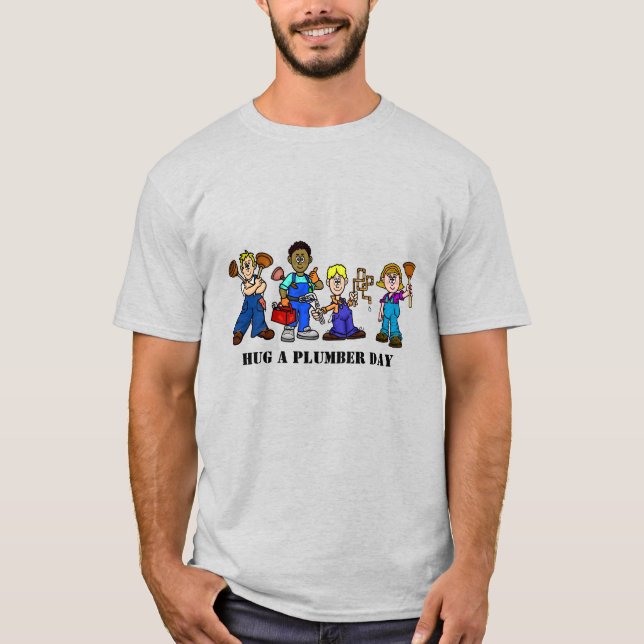 Hug A Plumber Day T-shirt - Masculino e Feminino (Frente)