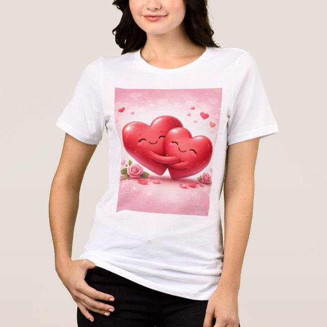 Hugging Hearts T-Shirt | Romantic Love Shirt with  (Frente)