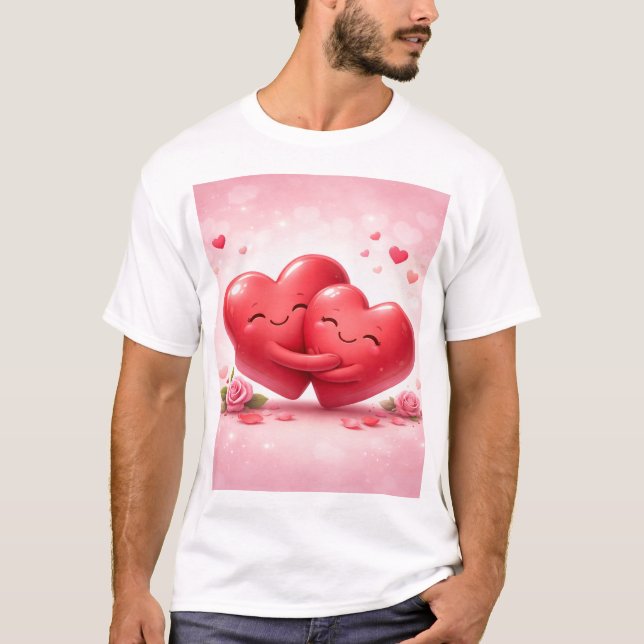 Hugging Hearts T-Shirt | Romantic Love Shirt with  (Frente)