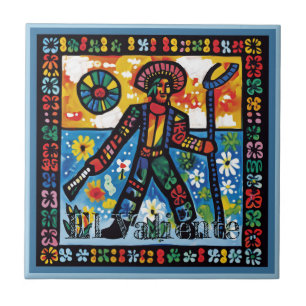 Huichol Loteria Cerâmica Azulejo El Valiente