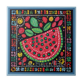 Huichol Loteria Cerâmica Azulejo La Sandia