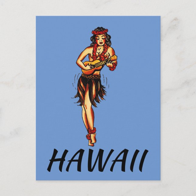 Hula Girl - Cartão postal Vintage Hawaii (Frente)