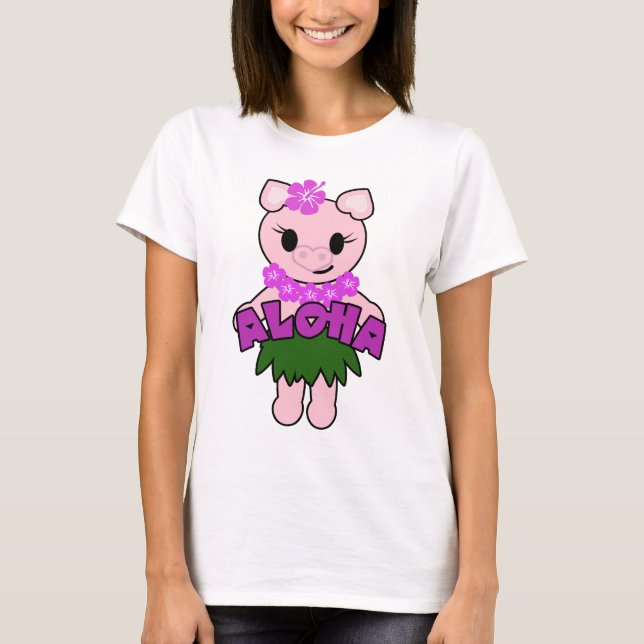 Hula leitão - t-shirt da boneca das senhoras (Frente)