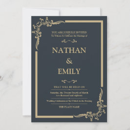 Hulha Elegante e Convite Dourado para Casamento
