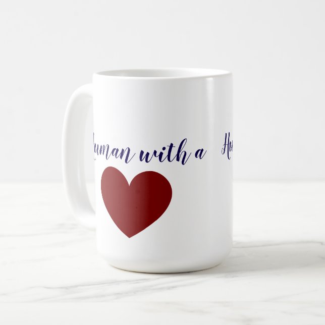 Humano com um coração caneca de café (Frente Esquerda)