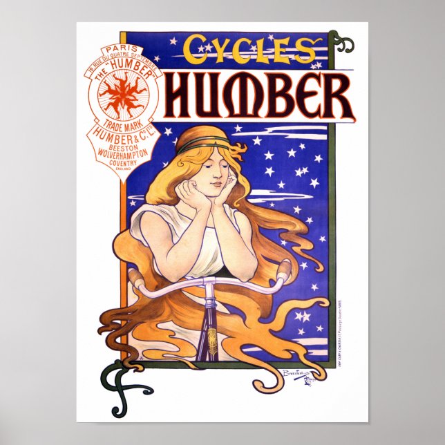 Humber Cycle 1890s Vintage Advertising Poster (Frente)