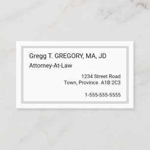 Humilde, Cartão de visita mínimo