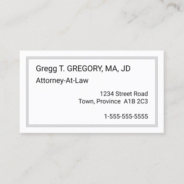 Humilde, Cartão de visita mínimo (Frente)