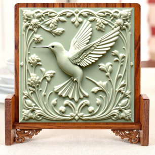 Humming bird green Harmonia - Azulejo cerâmico esq