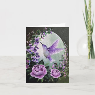 Hummingbird com cartão de rosa