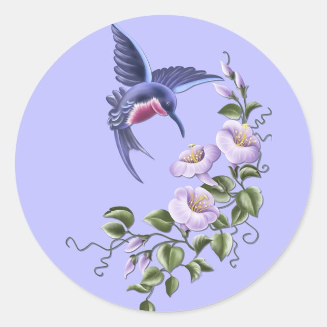 Hummingbird com Flores 2 Adesivos (Frente)