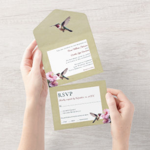 Hummingbird e Hibiscus Casamento amarelo