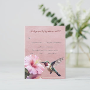 Hummingbird e Hibiscus RSVP de Casamento Rosa