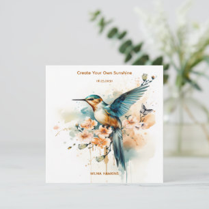 Hummingbird Elegante Por Aquarela Monograma Com No