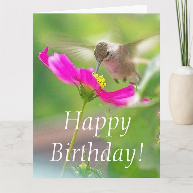 Hummingbird Floral Birthday - Grande Cartão de Sau (Frente)