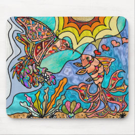 Hummingbird Goldfish Refletion Fantasy Mousepad
