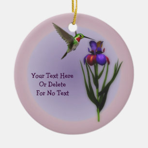 Hummingbird Iris Flor Personalizado Ornamento