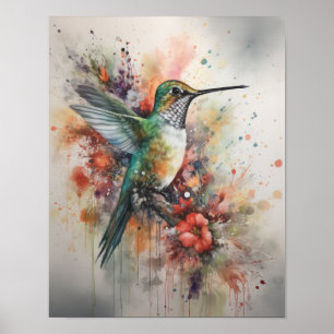 Hummingbird Watercolor Art Impressão