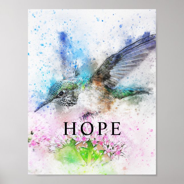 Hummingbird Watercolor Office Decor Mator Poster (Frente)