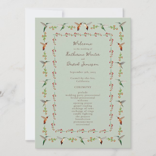 Hummingbird Wedding Program (Frente)