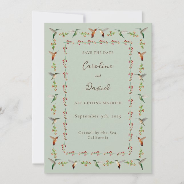 Hummingbird Wedding Save the Date (Frente)