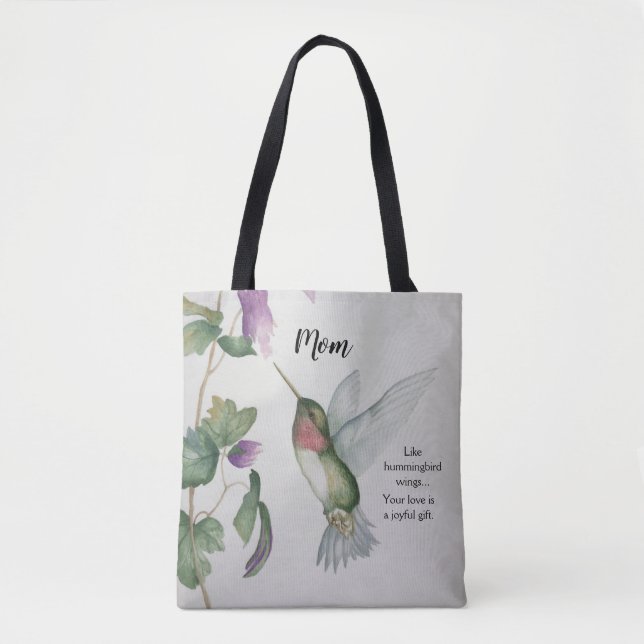 Hummingbird Wings Joyful Gift Watercolor Mãe Bolsa (Frente)