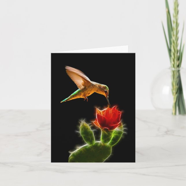 "Hummingbird with Flower", cartão de visita (Frente)