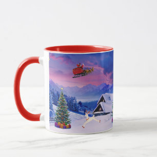 Humor de Papai Noel com caneca