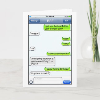 Humor do texto - cartão de aniversário