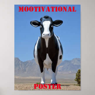 Humor Motivacional de Vaca Engraçada com Poster