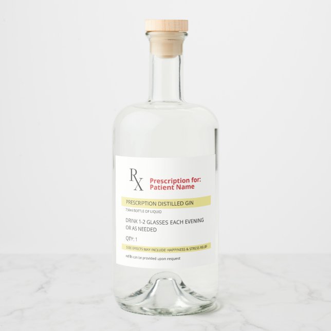 Humor Novelty Rx Prescrição Spoof Liquor Bot (Frente)