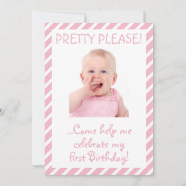 Humorista Menina Primeiro Convite de aniversário