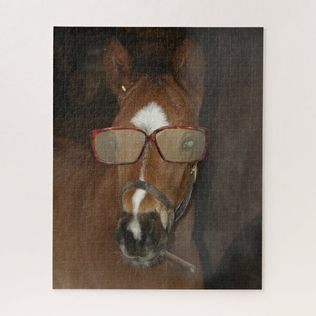Humorístico Cavalo Fumante Charuto Quebra-cabeça (Vertical)