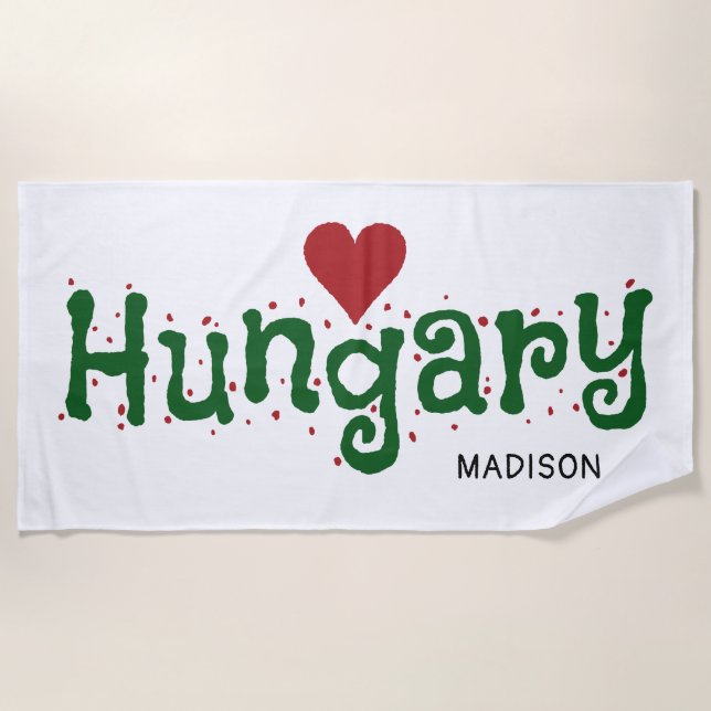 Hungria Amor nome personalizado toalha de praia (Frente)