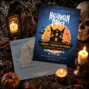 Huning House Bats Graveyard Halloween Convite
