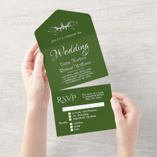 Hunter Green e White Tri Fold w Rsvp