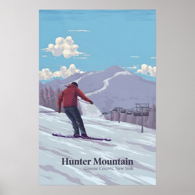 Hunter Mountain Ski Resort Travel Poster (Frente)
