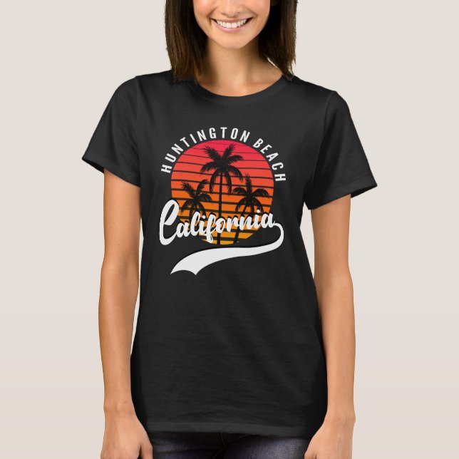 Huntington Beach, Retro Sunset Women's T-Shirt (Frente)