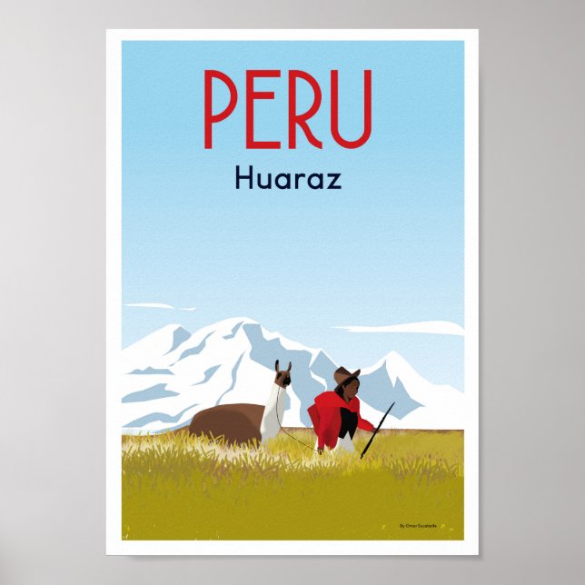 Huraz Peru | Poster de Viagens vintage | Matt Avan (Frente)