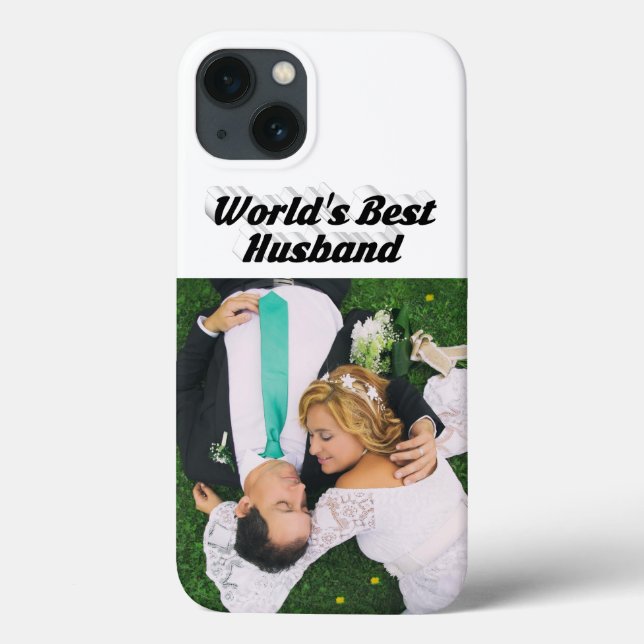 Husband Photo with black text  iPhone Case (Verso)
