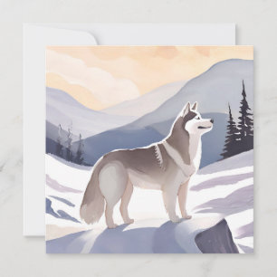Husky do Alasca   Cartão de Aquarela Dog Mountain