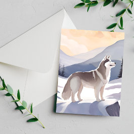 Husky do Alasca | Cartão de Aquarela Dog Mountain